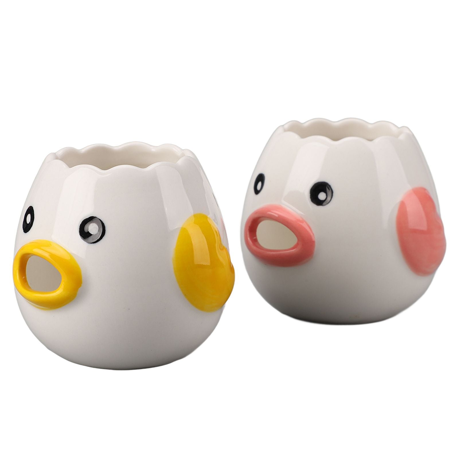 2pcs Egg Separator Ceramic Chicken Shaped Egg Yolk White Filter Kitchen Cooking Accessories Pink and Yellow - view 9