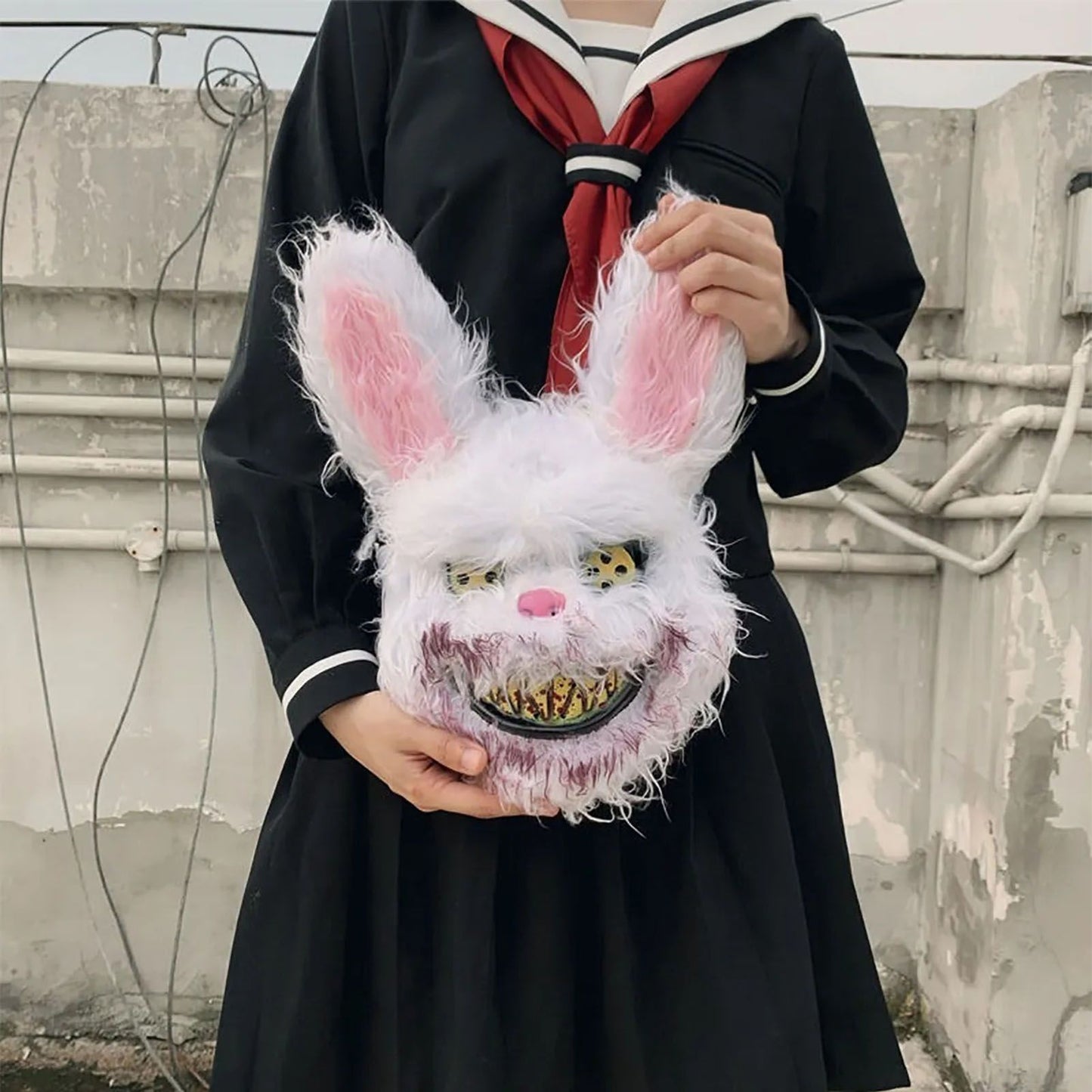 Halloween Spooky Plush Mask Lifelike Appearance Appropriate Size Halloween Props for Horror Themed Parties Rabbit 26x34cm - view 6