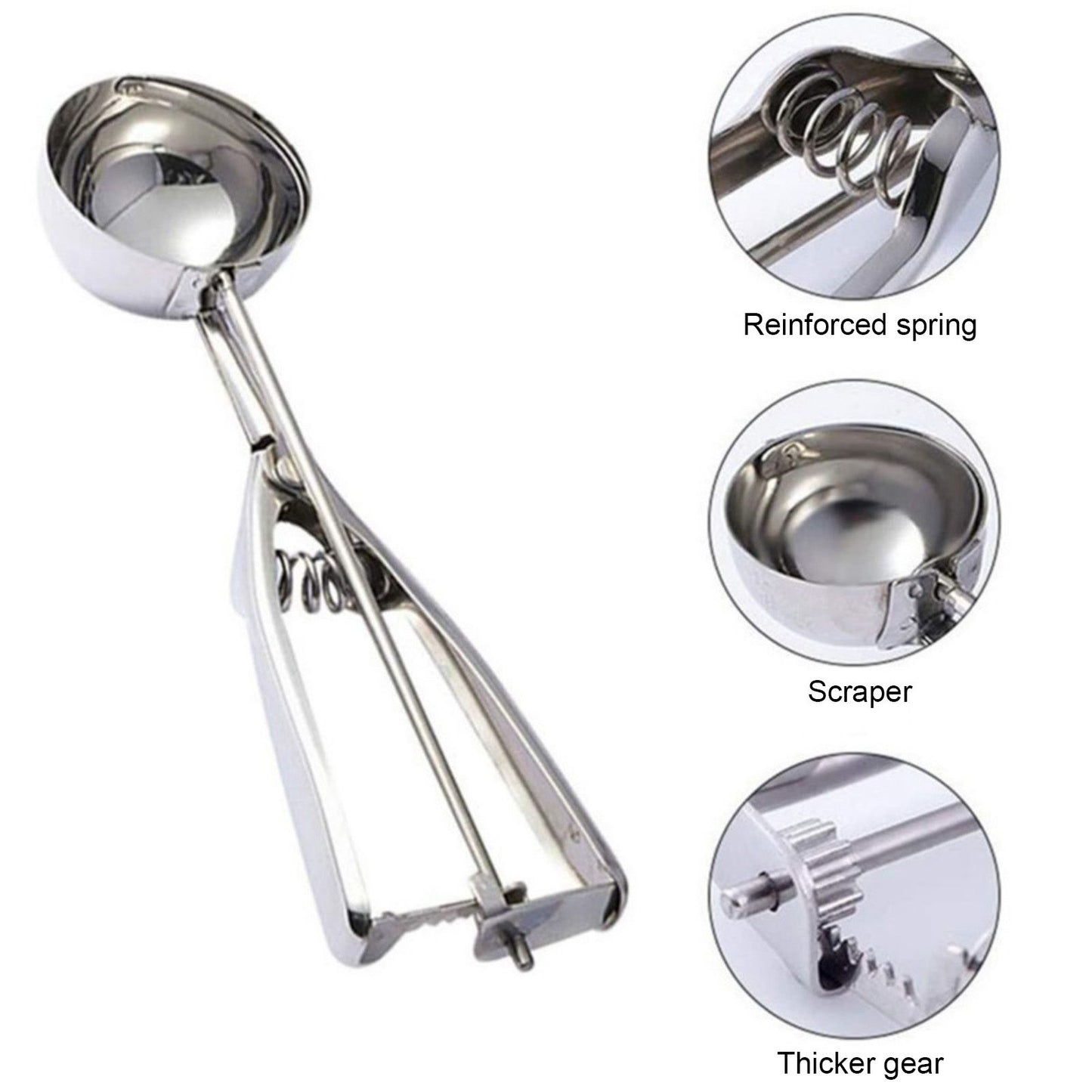Stainless Steel Ice Cream Scoop Manual Ice Cream Ball Digger Scoop Kitchen Accessories 6cm/2.4in - view 3