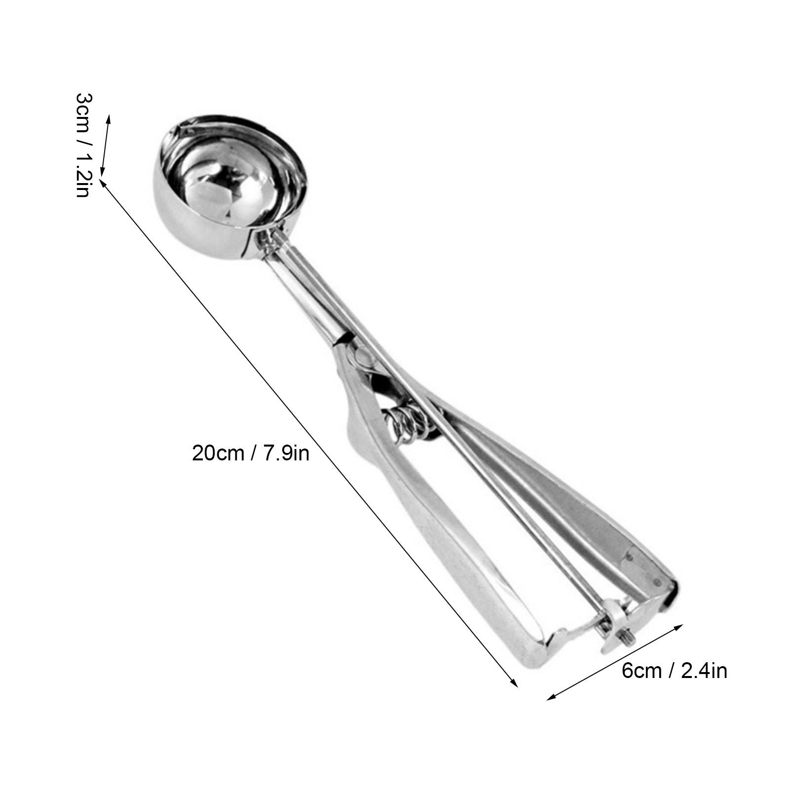 Stainless Steel Ice Cream Scoop Manual Ice Cream Ball Digger Scoop Kitchen Accessories 6cm/2.4in - view 8