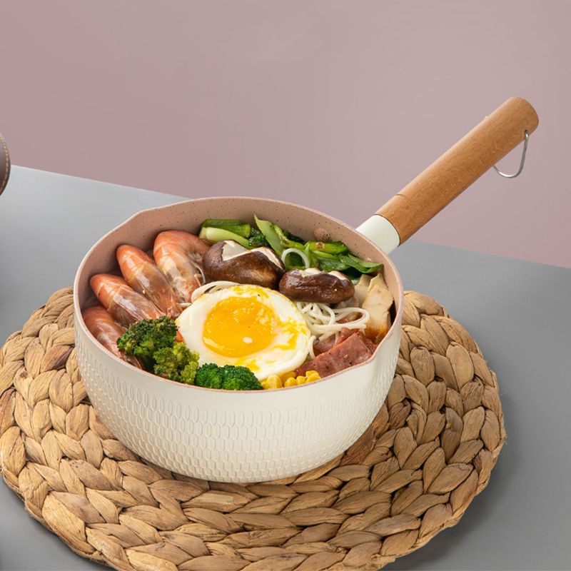 Japanese Style Saucepan Nonstick Milk Noodle Soup Sauce Pan Baby Food Cooking Pot White 18cm - view 3
