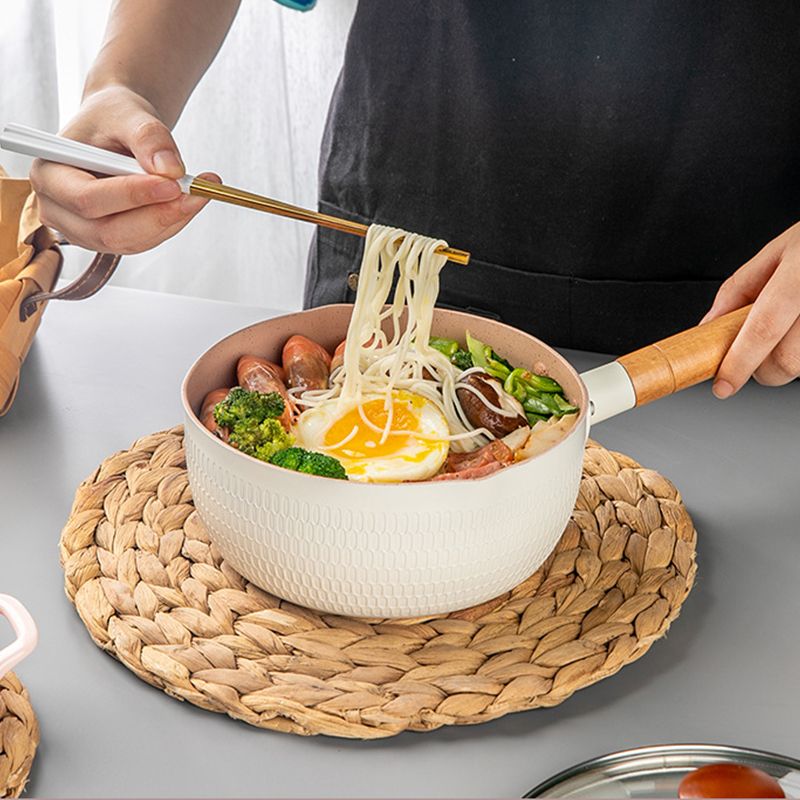 Japanese Style Saucepan Nonstick Milk Noodle Soup Sauce Pan Baby Food Cooking Pot White 18cm - view 4
