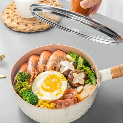 Japanese Style Saucepan Nonstick Milk Noodle Soup Sauce Pan Baby Food Cooking Pot White 18cm - view 7