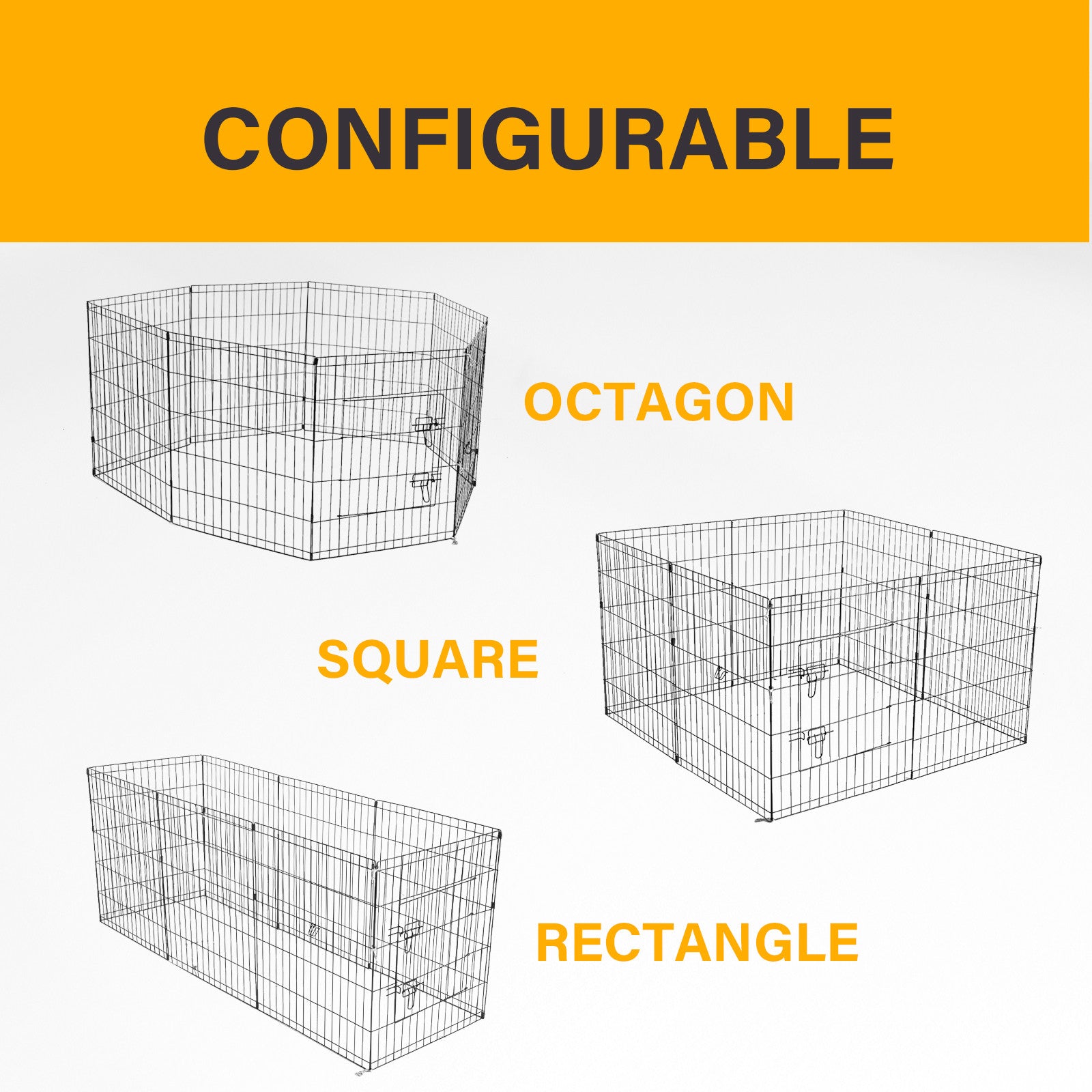 4Paws 8 Panel Playpen Puppy Exercise Fence Cage Enclosure Pets Black All Sizes - 24" - Black - view 3