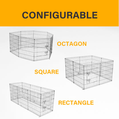4Paws 8 Panel Playpen Puppy Exercise Fence Cage Enclosure Pets Black All Sizes - 30" - Black - view 3