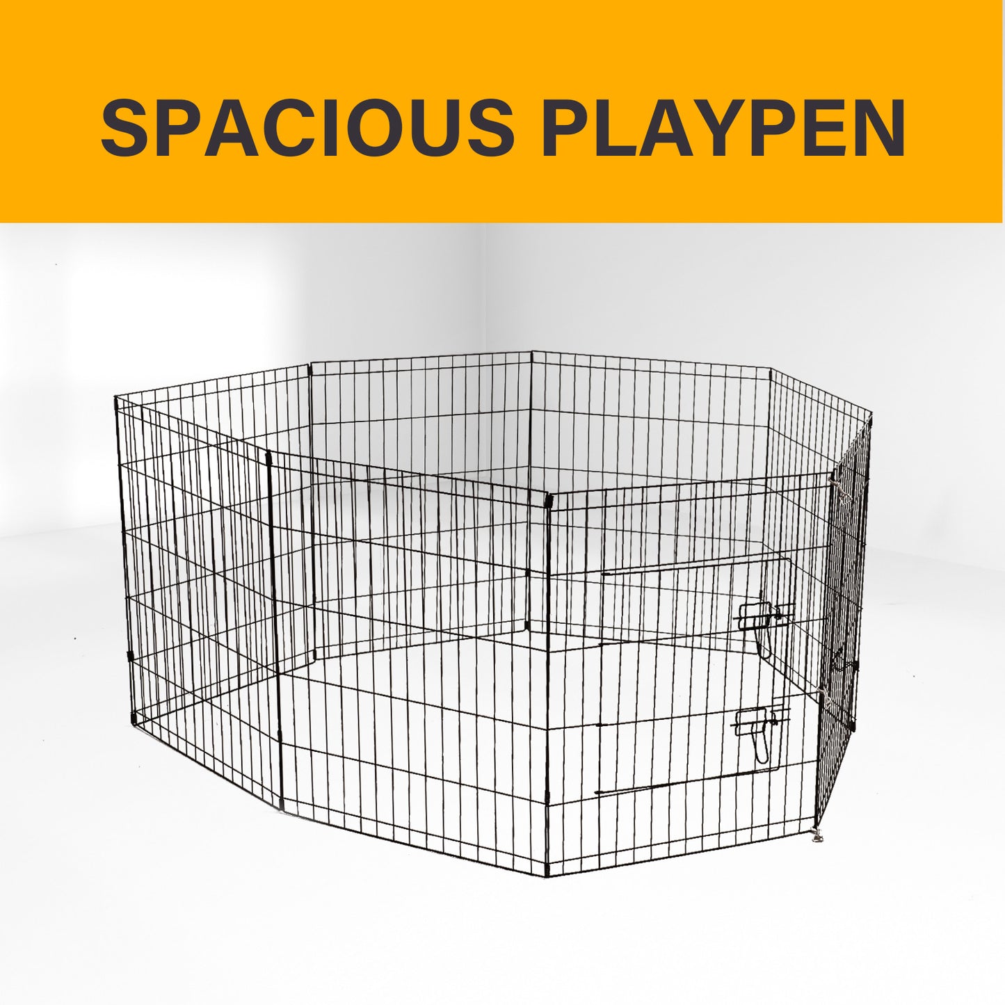 4Paws 8 Panel Playpen Puppy Exercise Fence Cage Enclosure Pets Black All Sizes - 30" - Black - view 4