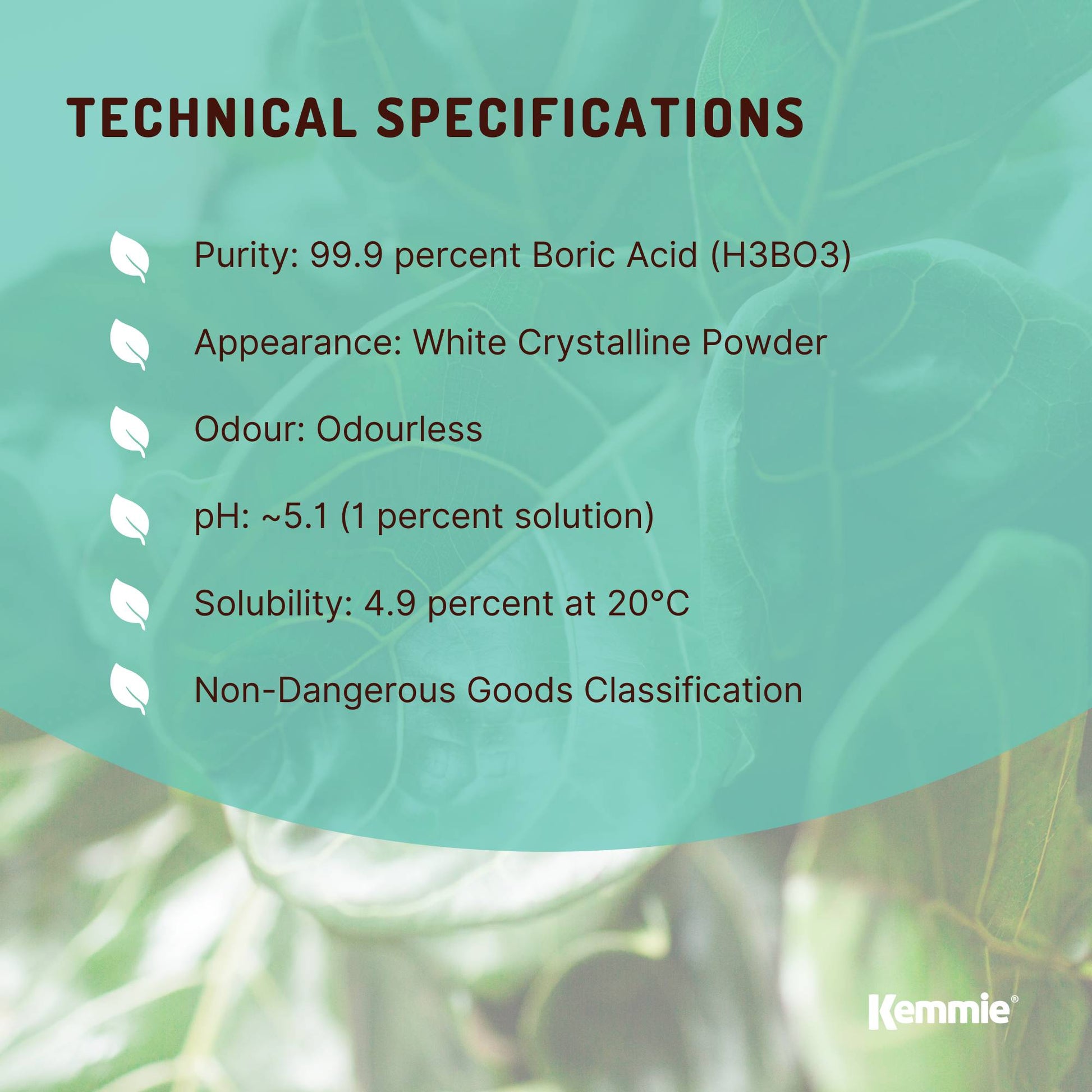Kemmie 100g Boric Acid Powder 99.9% Pure - Soluble Orthoboric Acid H3BO3 - view 5