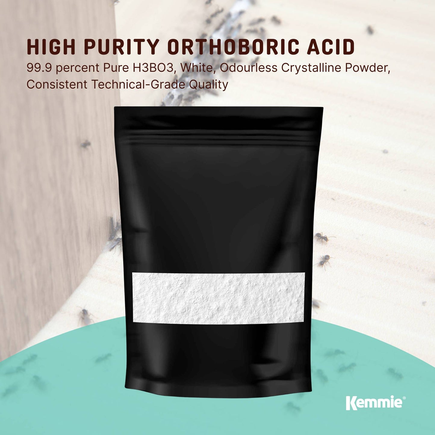 Kemmie 1Kg Boric Acid Powder 99.9% Pure - Soluble Orthoboric Acid H3BO3 - view 2