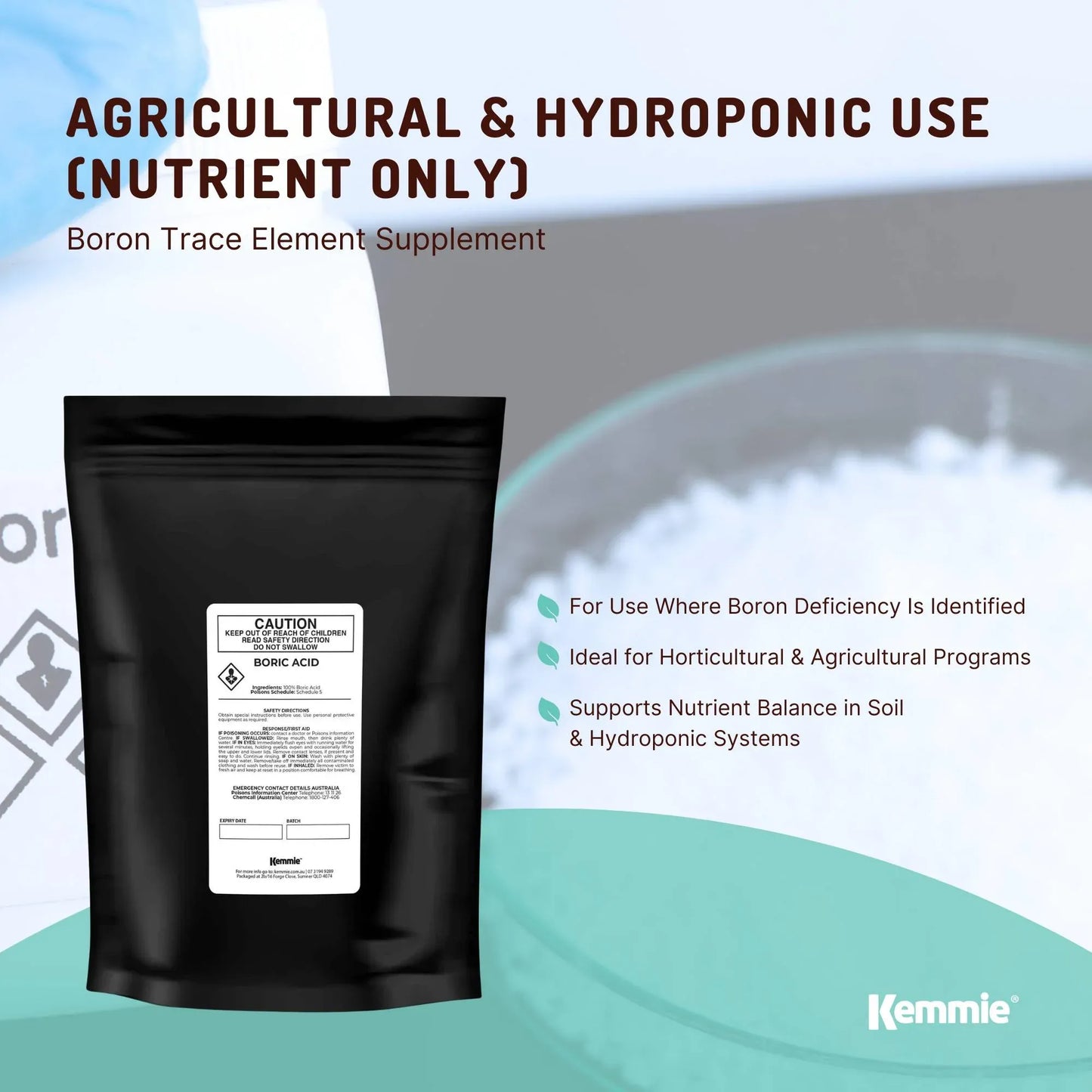 Kemmie 2Kg Boric Acid Powder 99.9% Pure - Soluble Orthoboric Acid H3BO3 - view 4