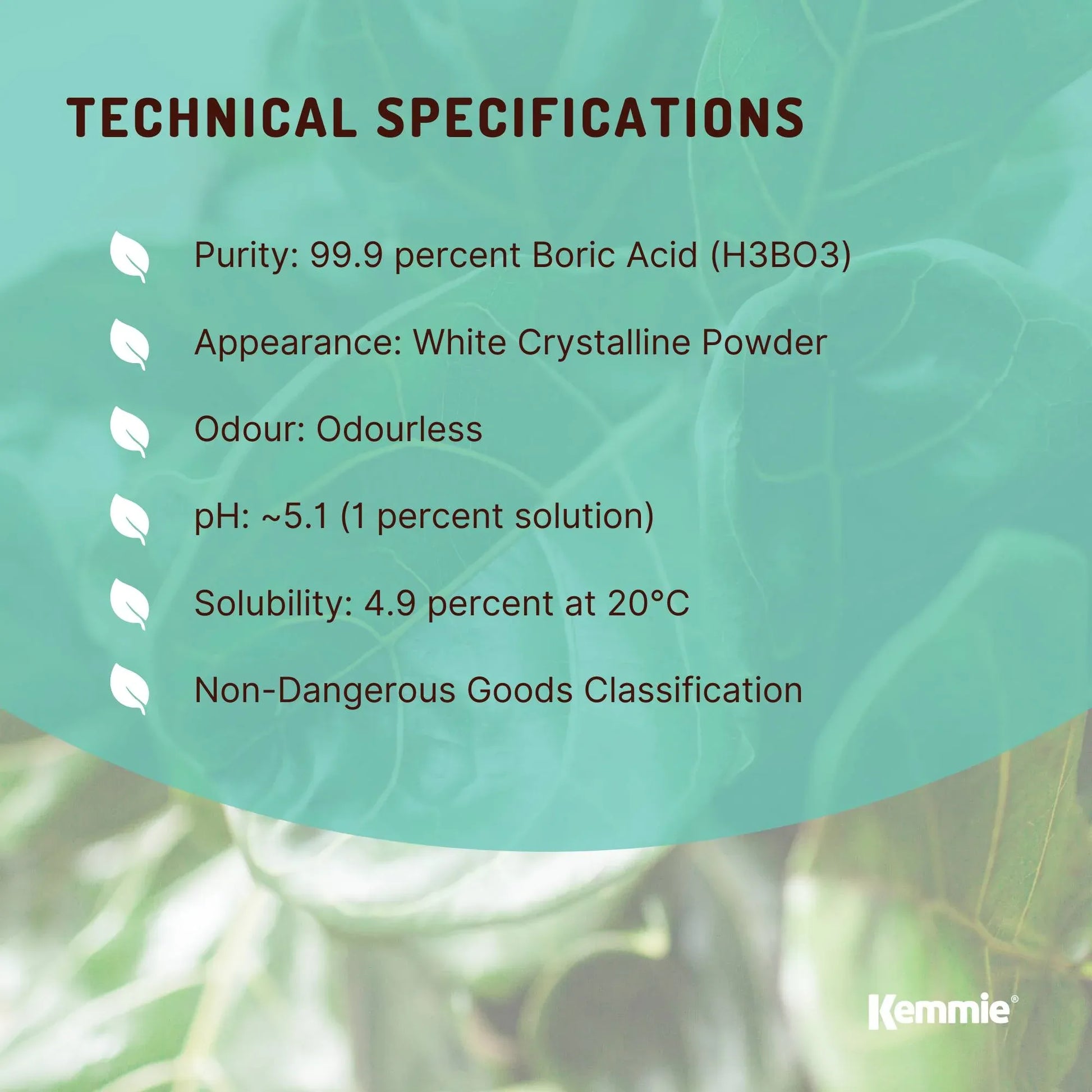 Kemmie 2Kg Boric Acid Powder 99.9% Pure - Soluble Orthoboric Acid H3BO3 - view 5