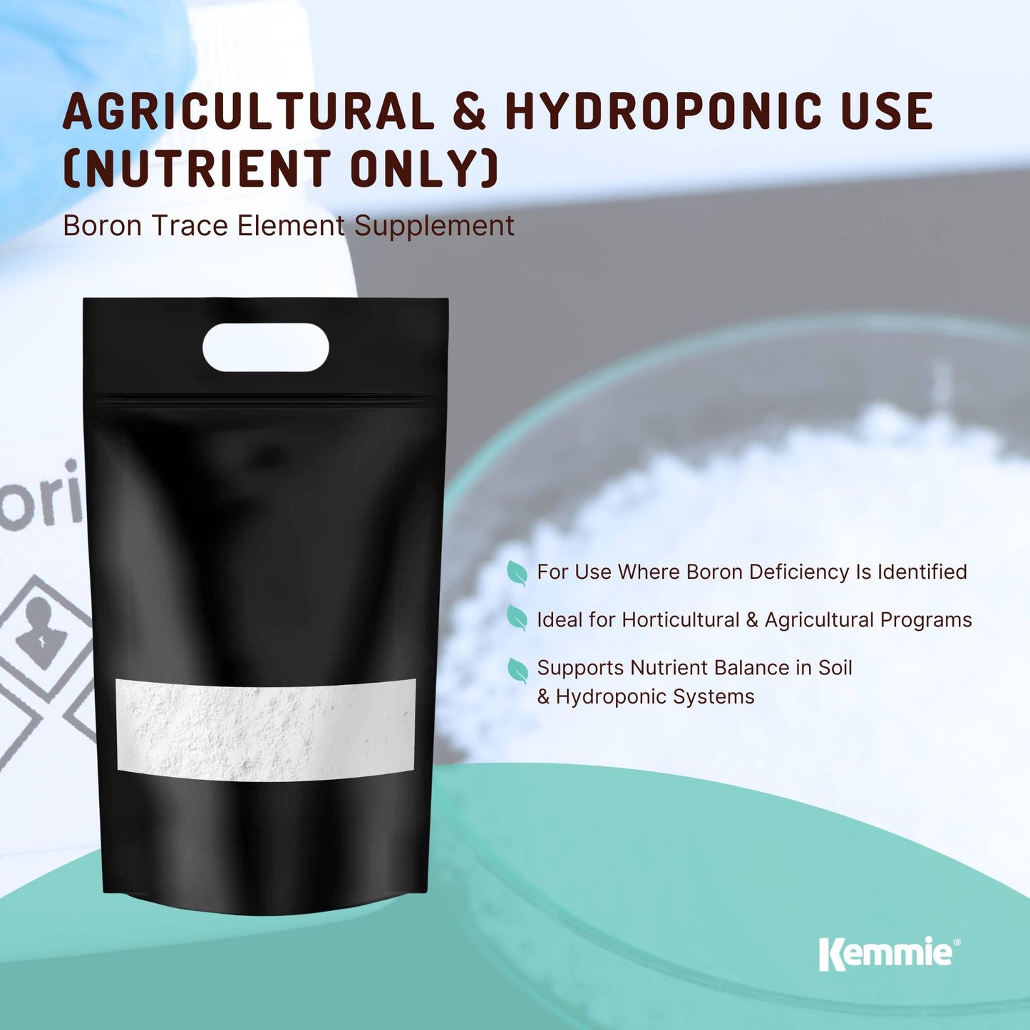 Kemmie 5Kg Boric Acid Powder 99.9% Pure - Soluble Orthoboric Acid H3BO3 - view 4