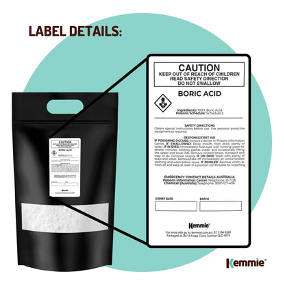 Kemmie 20Kg Boric Acid Powder 99.9% Pure - Soluble Orthoboric Acid H3BO3 - view 9
