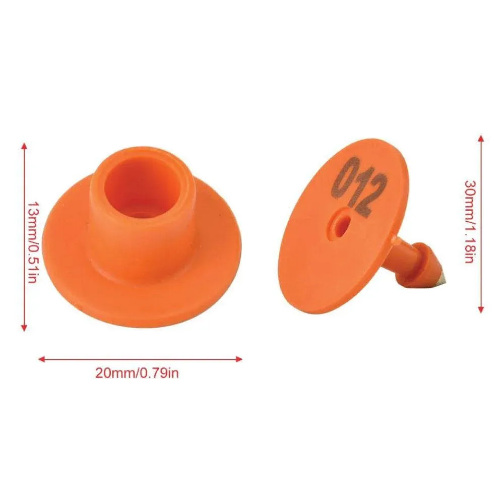 1-100 Cattle Number Ear Tag Set - Round Orange Pig Sheep Goat Livestock Label - view 4