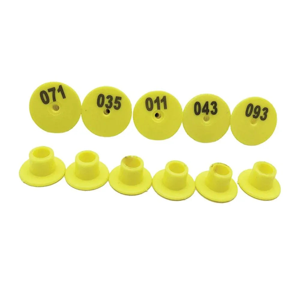 1-100 Cattle Number Ear Tags Set - Round Yellow Pig Sheep Goat Livestock Label - view 3