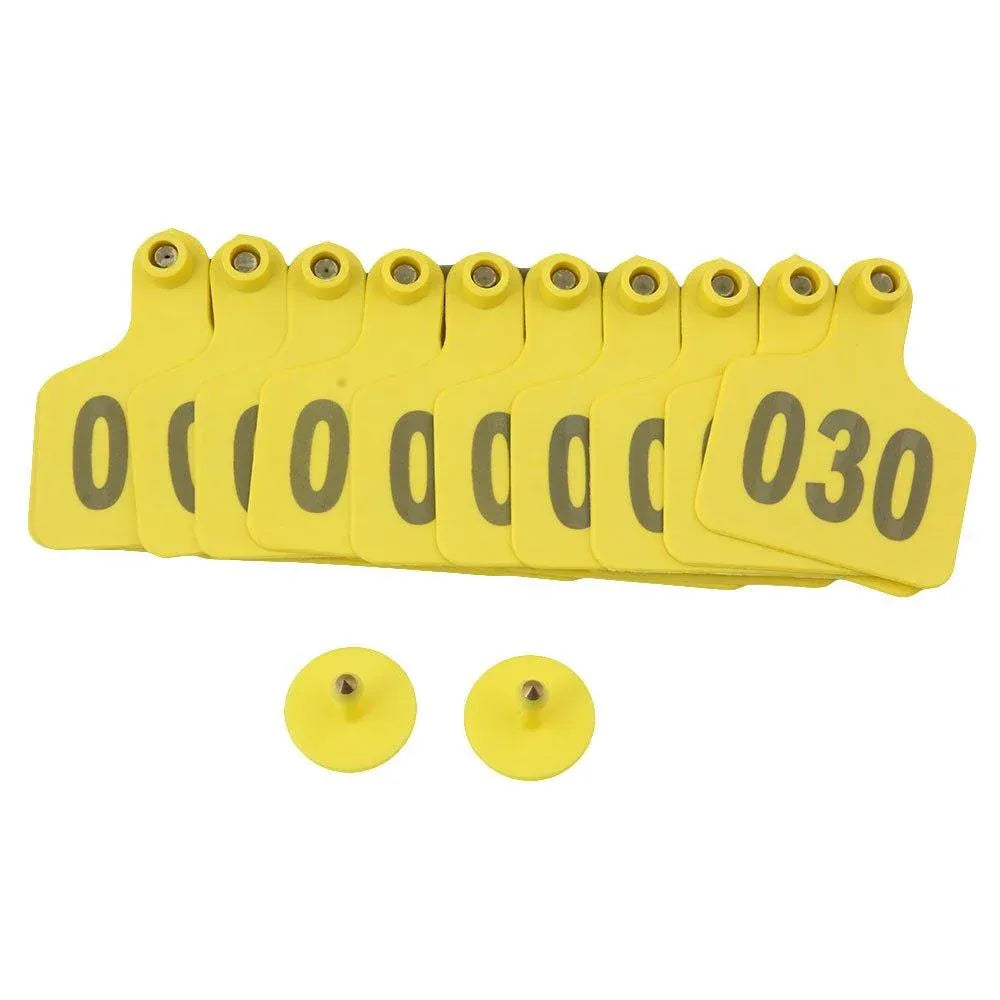 1-100 Cattle Number Ear Tags 5x4cm Set - Small Yellow Pig Goat Livestock Label - view 3