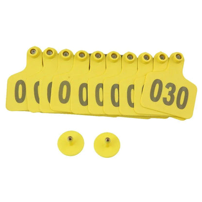 1-100 Cattle Number Ear Tags 5x4cm Set - Small Yellow Pig Goat Livestock Label - view 3