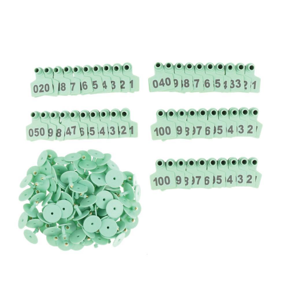1-100 Cattle Number Ear Tag 6x7cm Set - Medium Green Sheep Livestock Label - view 2