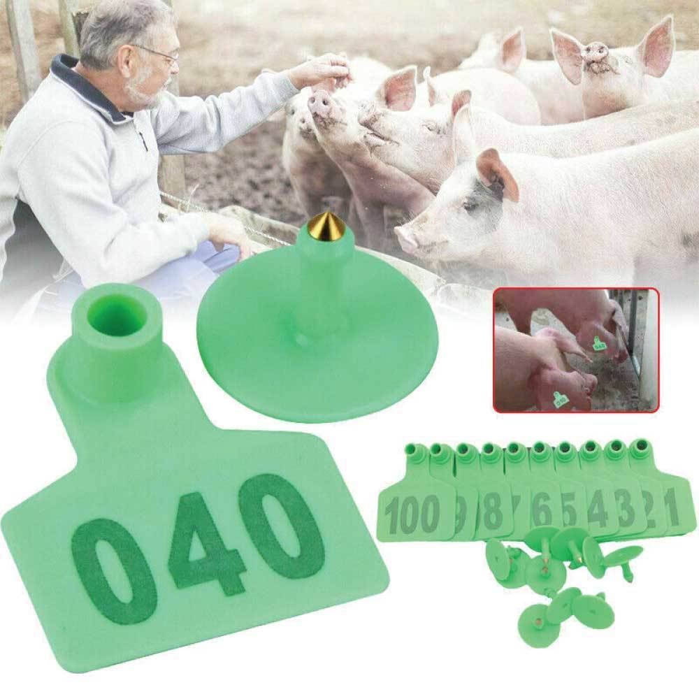 1-100 Cattle Number Ear Tag 6x7cm Set - Medium Green Sheep Livestock Label - view 5