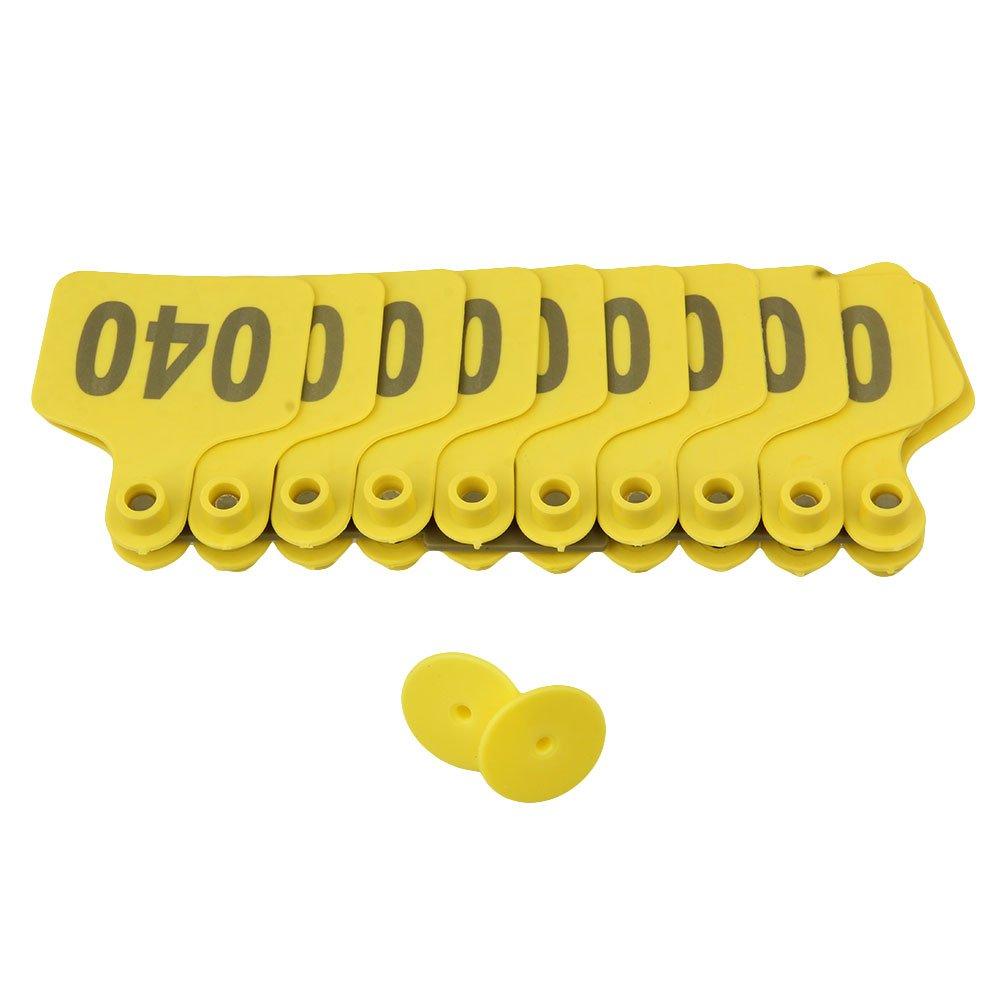 1-100 Cattle Number Ear Tag 6x7cm Set -Medium Yellow Cow Sheep Livestock Label - view 2