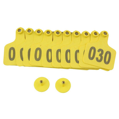 1-100 Cattle Number Ear Tag 6x7cm Set -Medium Yellow Cow Sheep Livestock Label - view 3