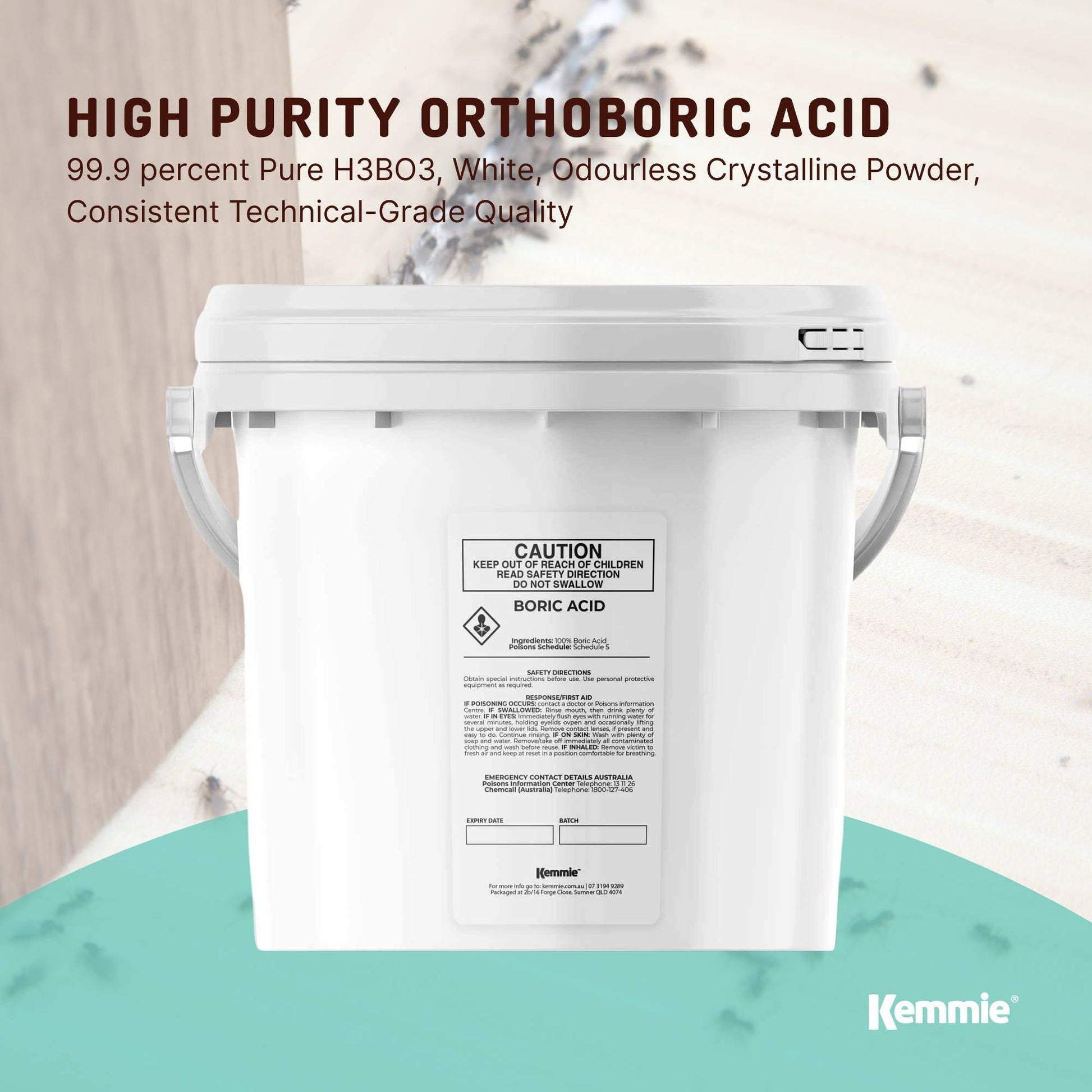 Kemmie 1Kg Boric Acid Powder 99.9% Pure Tub - Soluble Orthoboric Acid H3BO3 - view 2