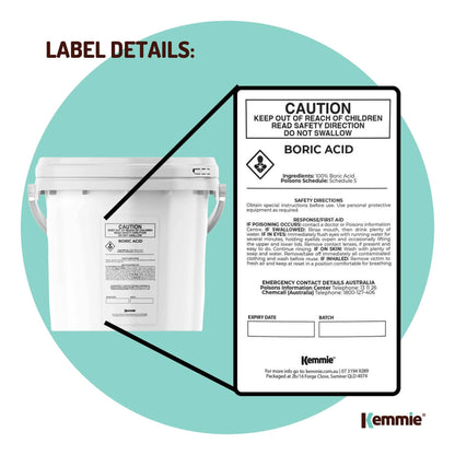 Kemmie 1Kg Boric Acid Powder 99.9% Pure Tub - Soluble Orthoboric Acid H3BO3 - view 9