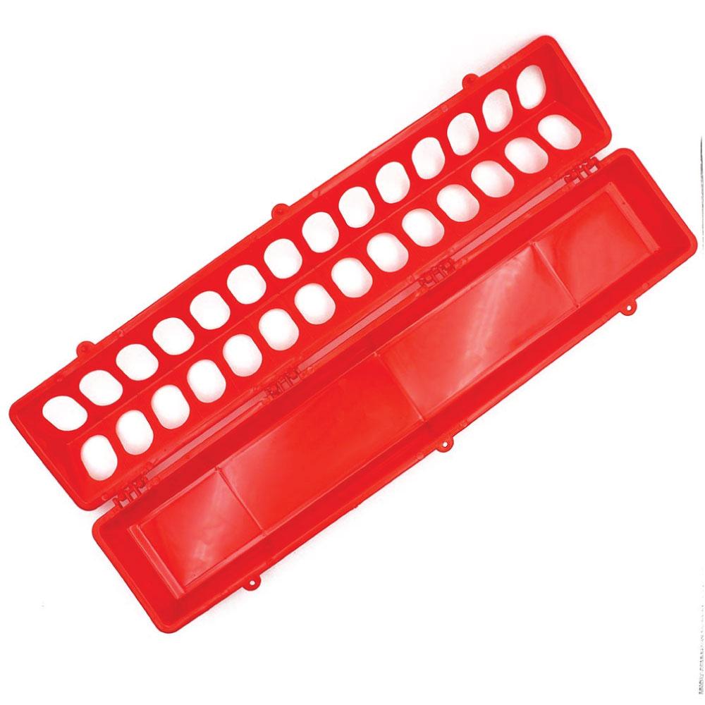 50cm Long Poultry Feeder Chicken Feeding Trough Red Plastic Flip Top Container - view 2