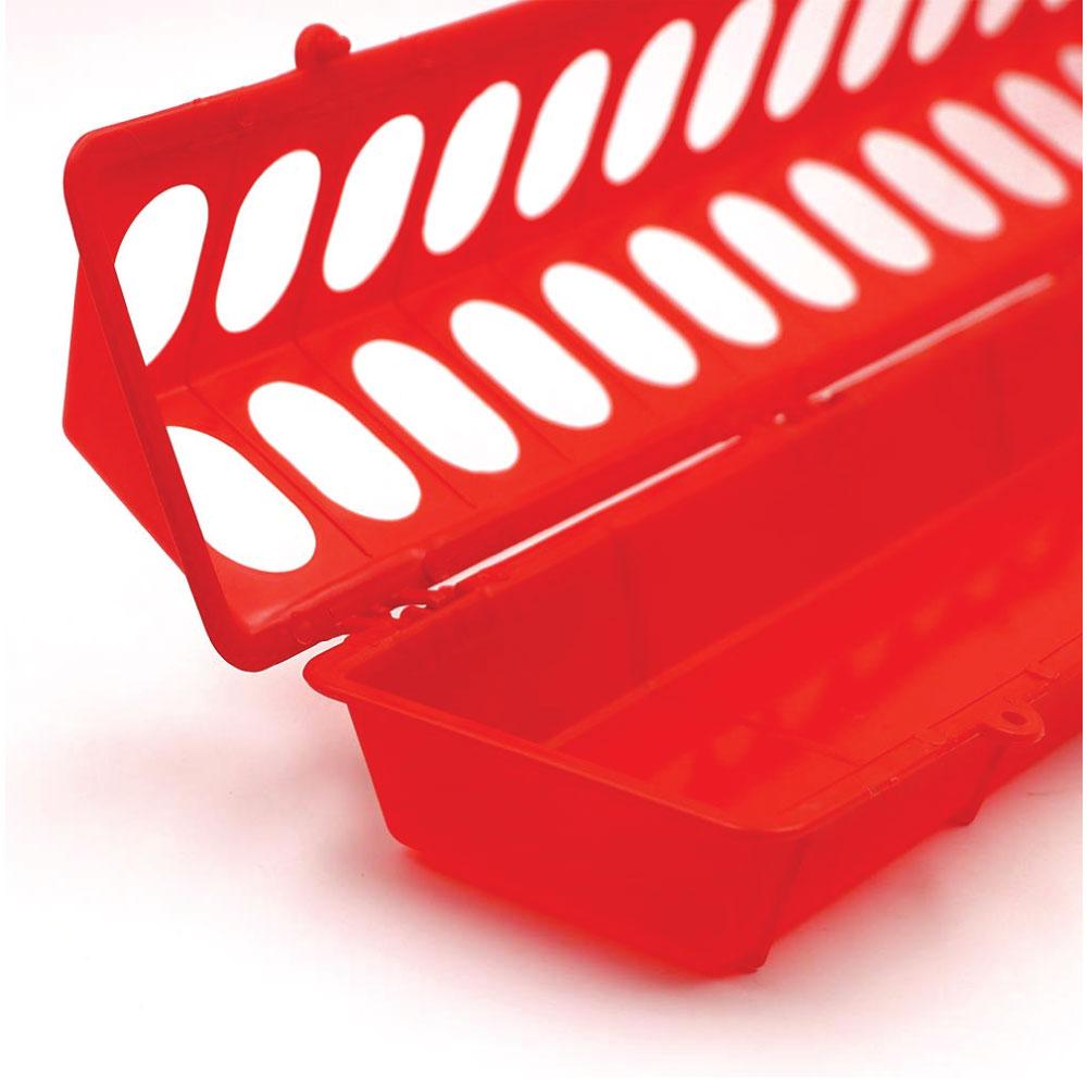 50cm Long Poultry Feeder Chicken Feeding Trough Red Plastic Flip Top Container - view 3