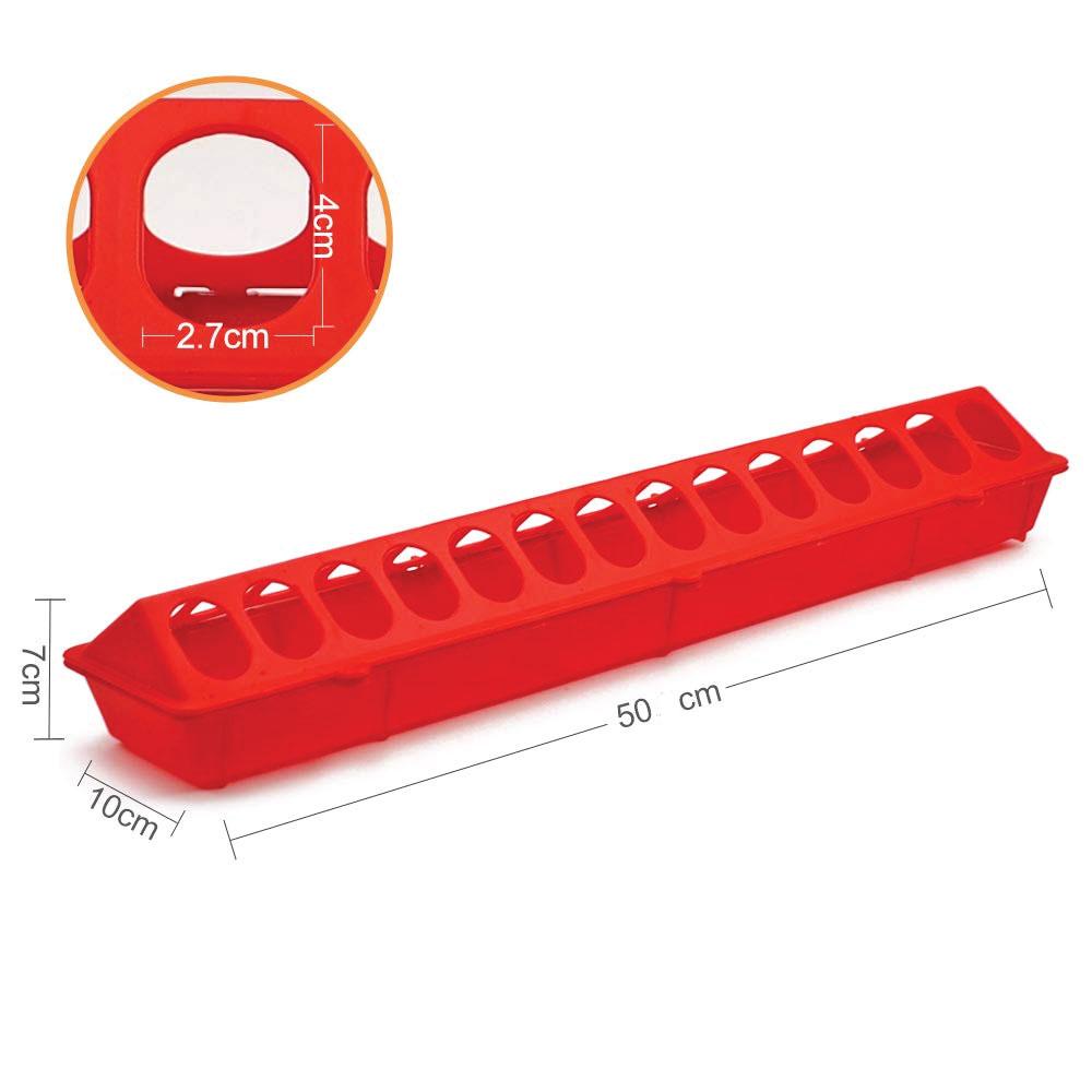 50cm Long Poultry Feeder Chicken Feeding Trough Red Plastic Flip Top Container - view 4