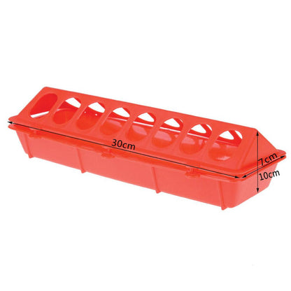 30cm Long Poultry Feeder Feeding Trough Chicken Chick Red Plastic Flip Top Container - view 2