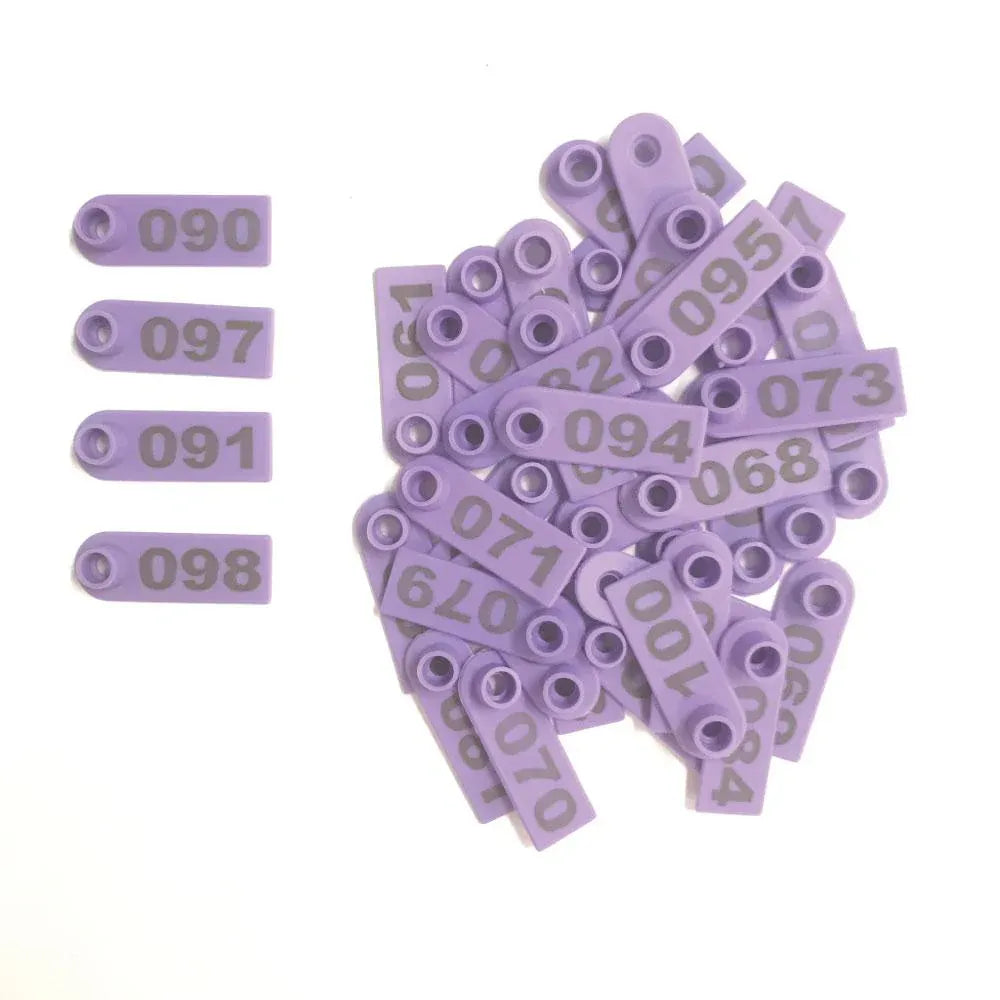 1-100 Cattle Number Ear Tags 5x2cm Purple Cow Sheep Pig Small Livestock Labels - view 3