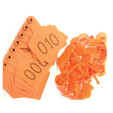 1-100 Cattle Number Ear Tags 7.5x10cm Set - XL Orange Cow Sheep Livestock Labels - view 2