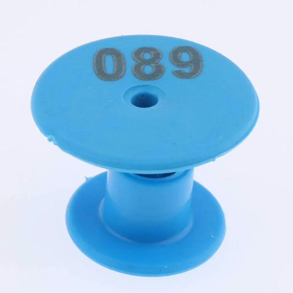 1-100 Cattle Number Ear Tags Set - Round Blue Pig Sheep Goat Livestock Labels - view 5