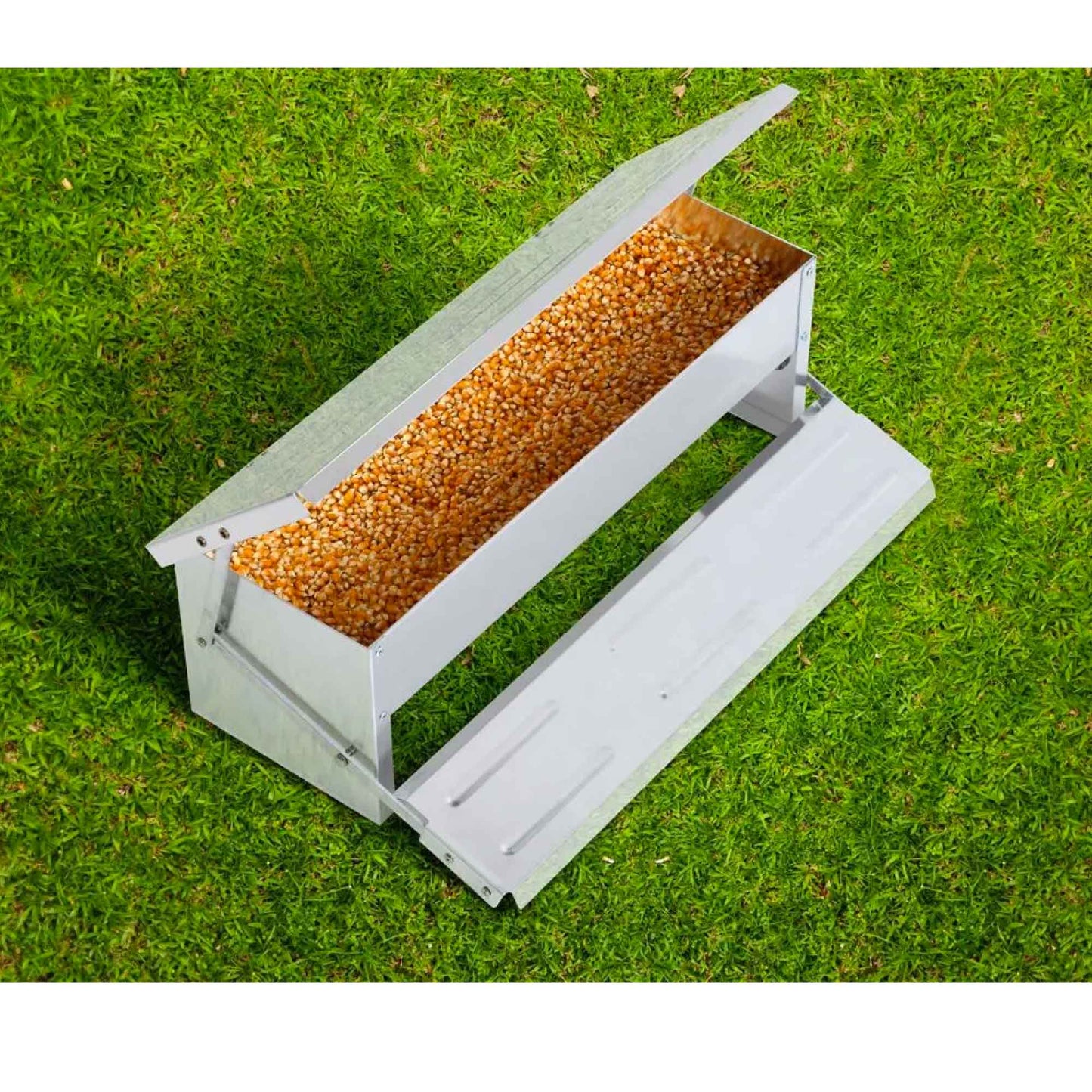 11L Automatic Chook Chicken Feeder Poultry Auto Treadle Aluminium Metal Feeders - view 2