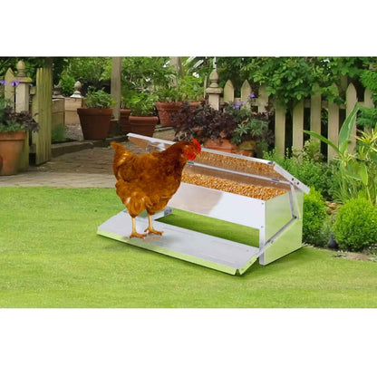 11L Automatic Chook Chicken Feeder Poultry Auto Treadle Aluminium Metal Feeders - view 3