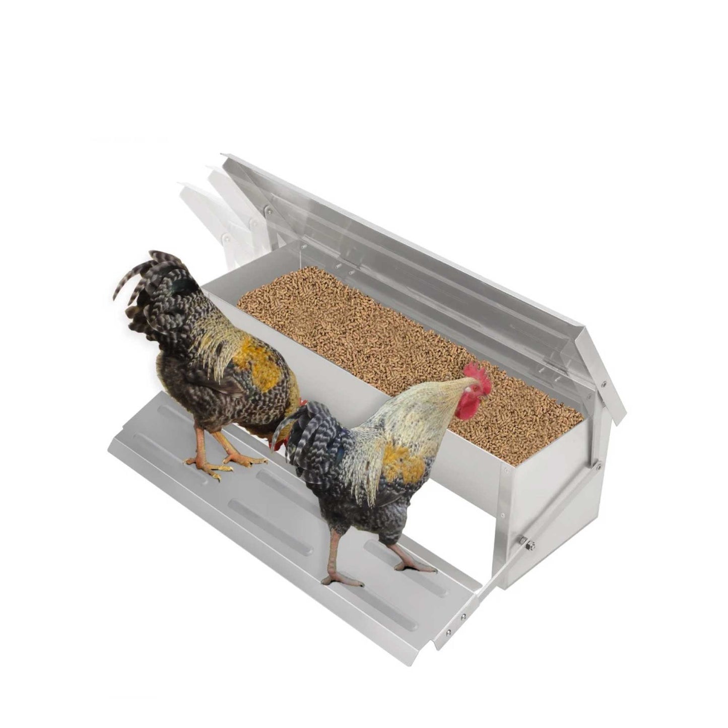 11L Automatic Chook Chicken Feeder Poultry Auto Treadle Aluminium Metal Feeders - view 4