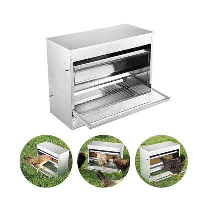10kg Automatic Chook Chicken Feeder Poultry Auto Treadle Galvanised Metal Coop - view 2