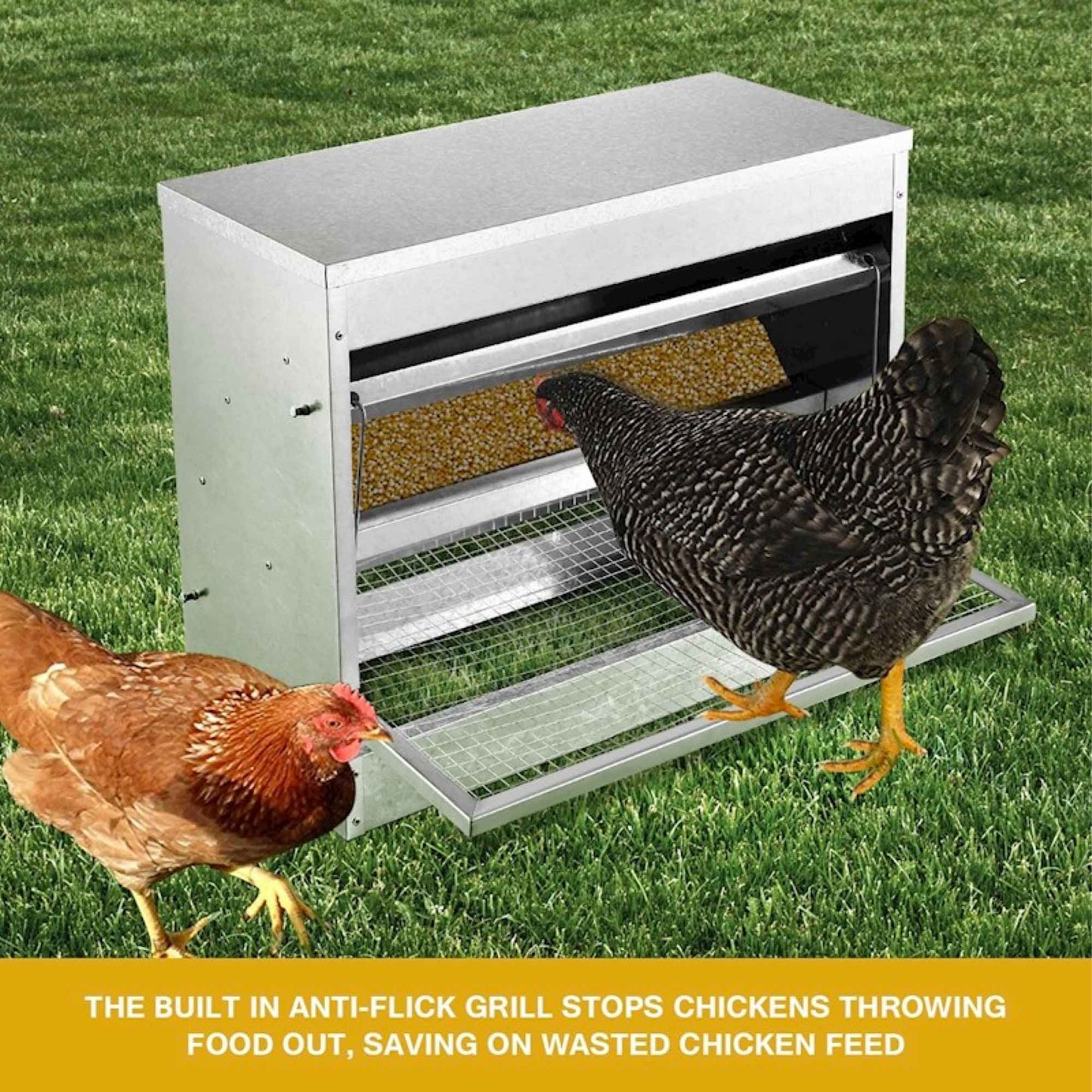 10kg Automatic Chook Chicken Feeder Poultry Auto Treadle Galvanised Metal Coop - view 3