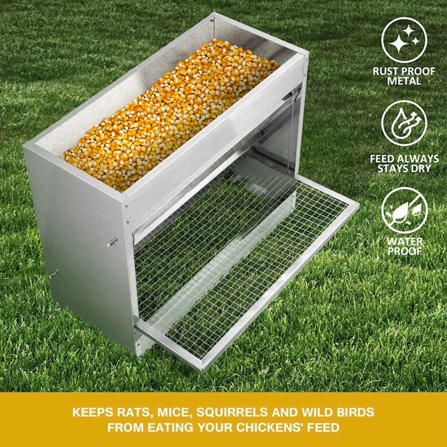 10kg Automatic Chook Chicken Feeder Poultry Auto Treadle Galvanised Metal Coop - view 4