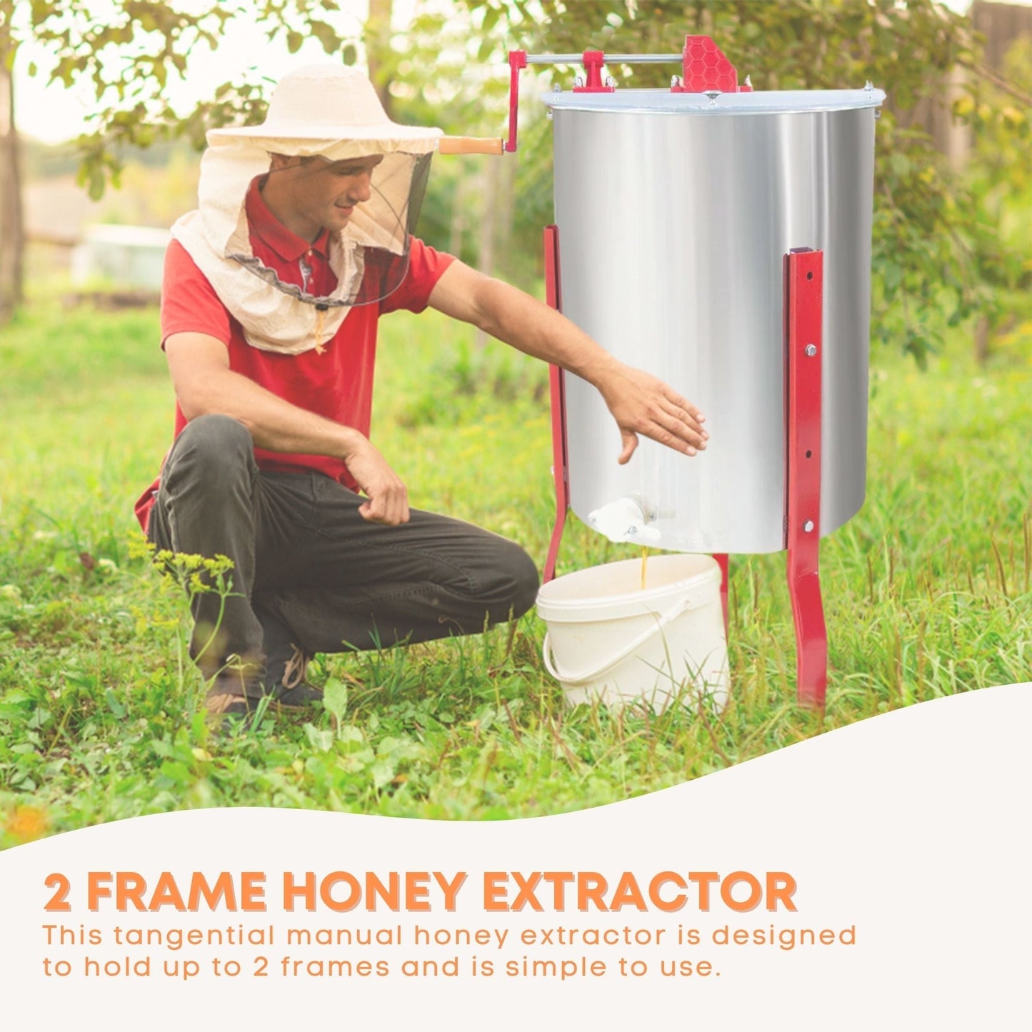2 Frame Honey Extractor Stainless Manual Spinner Crank Honey Bee Hive Beekeeping - view 2