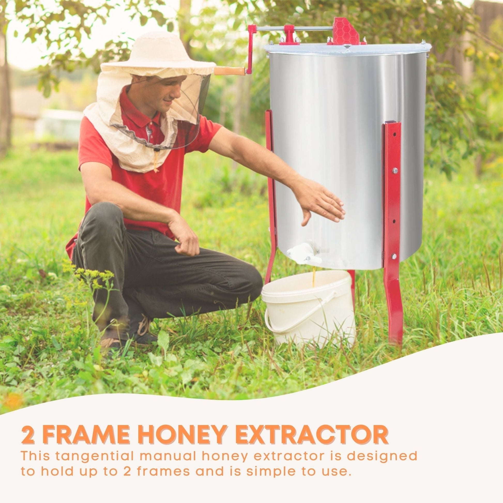 2 Frame Honey Extractor Stainless Manual Spinner Crank Honey Bee Hive Beekeeping - view 2