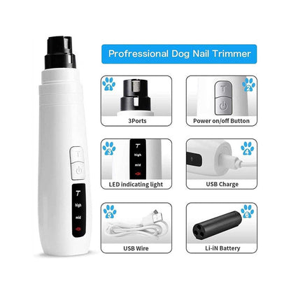 Pet Nail Grinder Dog Cat Electric Trimmer Turbo USB Rechargeable Claw Filer N9 - view 4