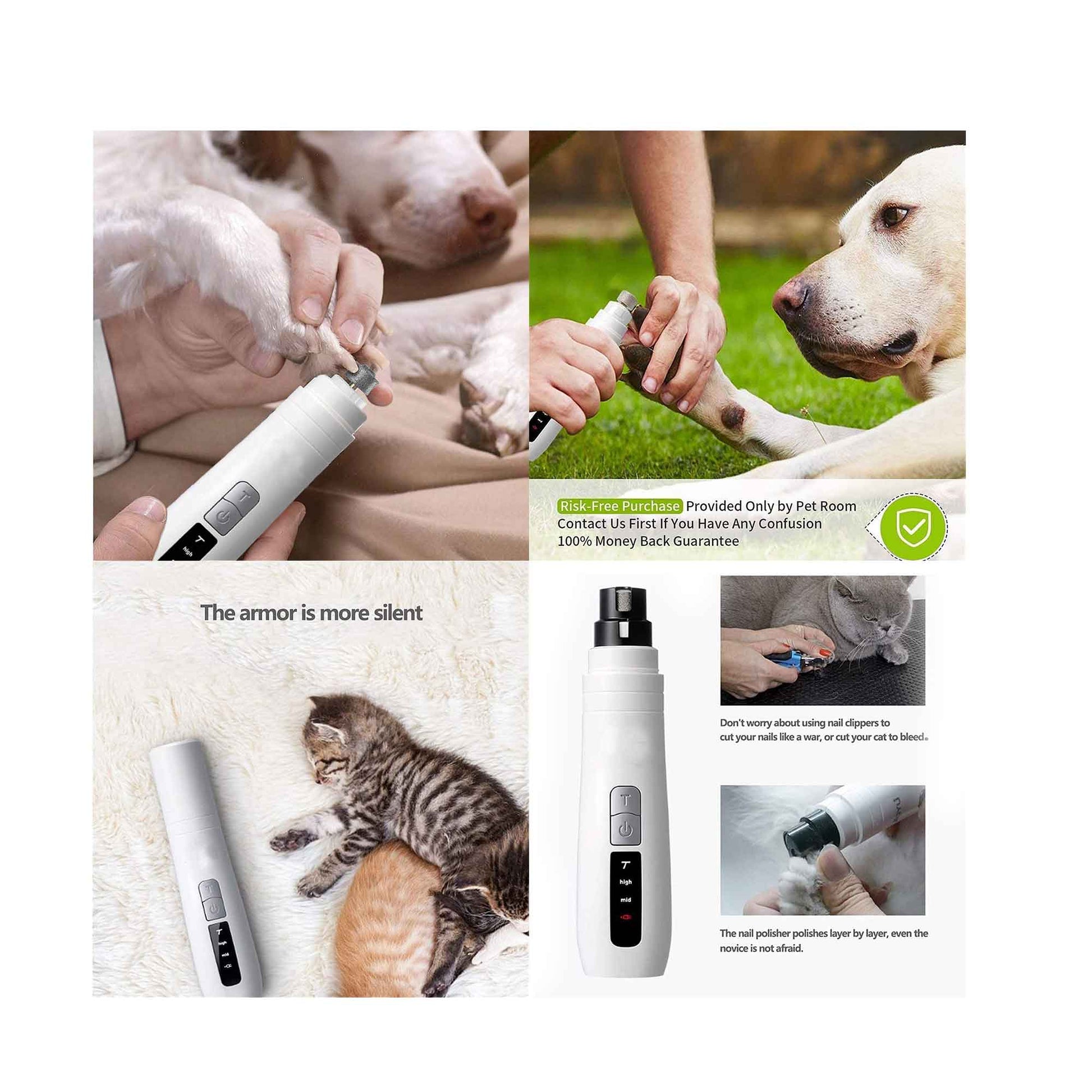 Pet Nail Grinder Dog Cat Electric Trimmer Turbo USB Rechargeable Claw Filer N9 - view 8