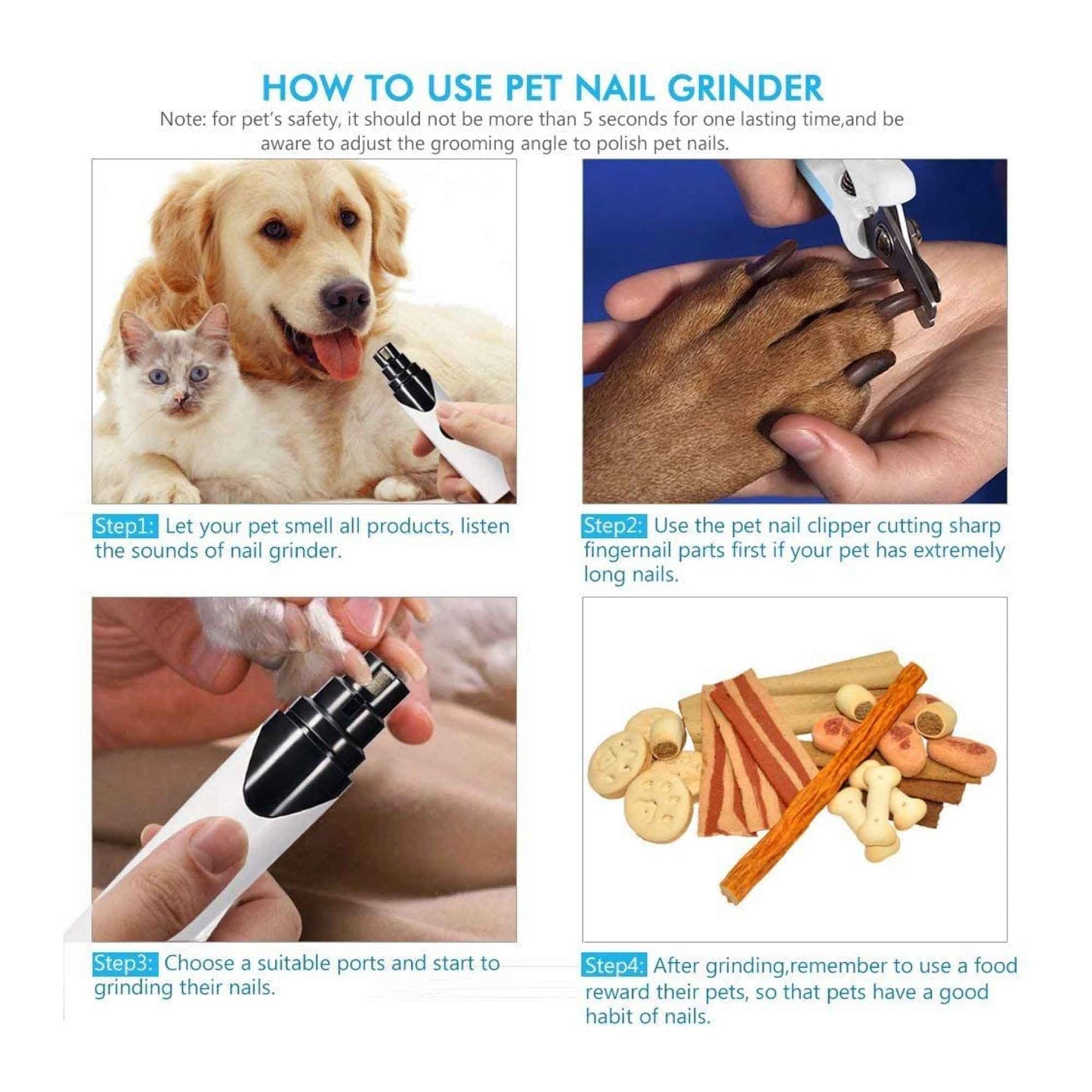 Pet Nail Grinder Dog Cat Electric Trimmer Rechargeable Clipper Claw Filer N8 - view 10