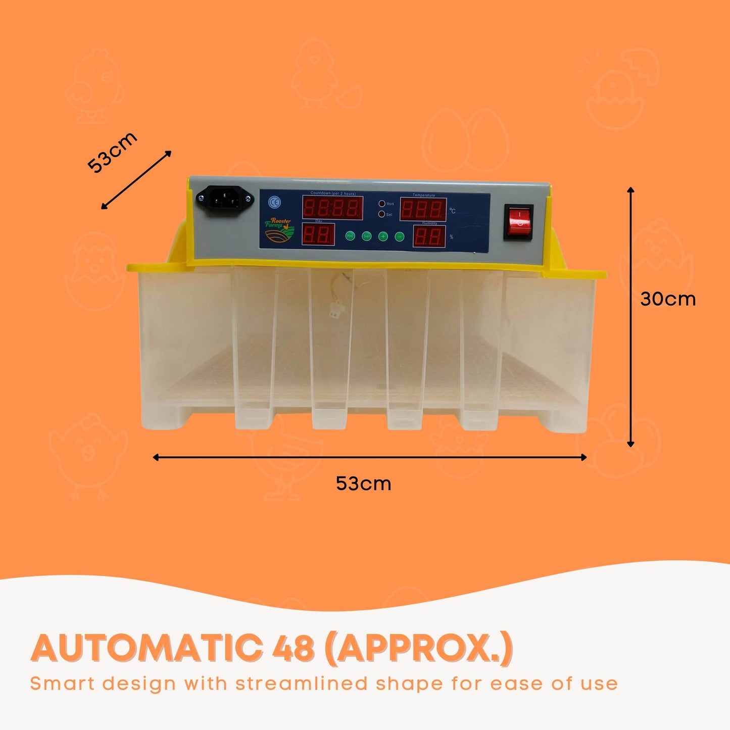 Rooster Farms Electric 48 Egg Incubator + Accessories for Chicken Quail Duck - view 4