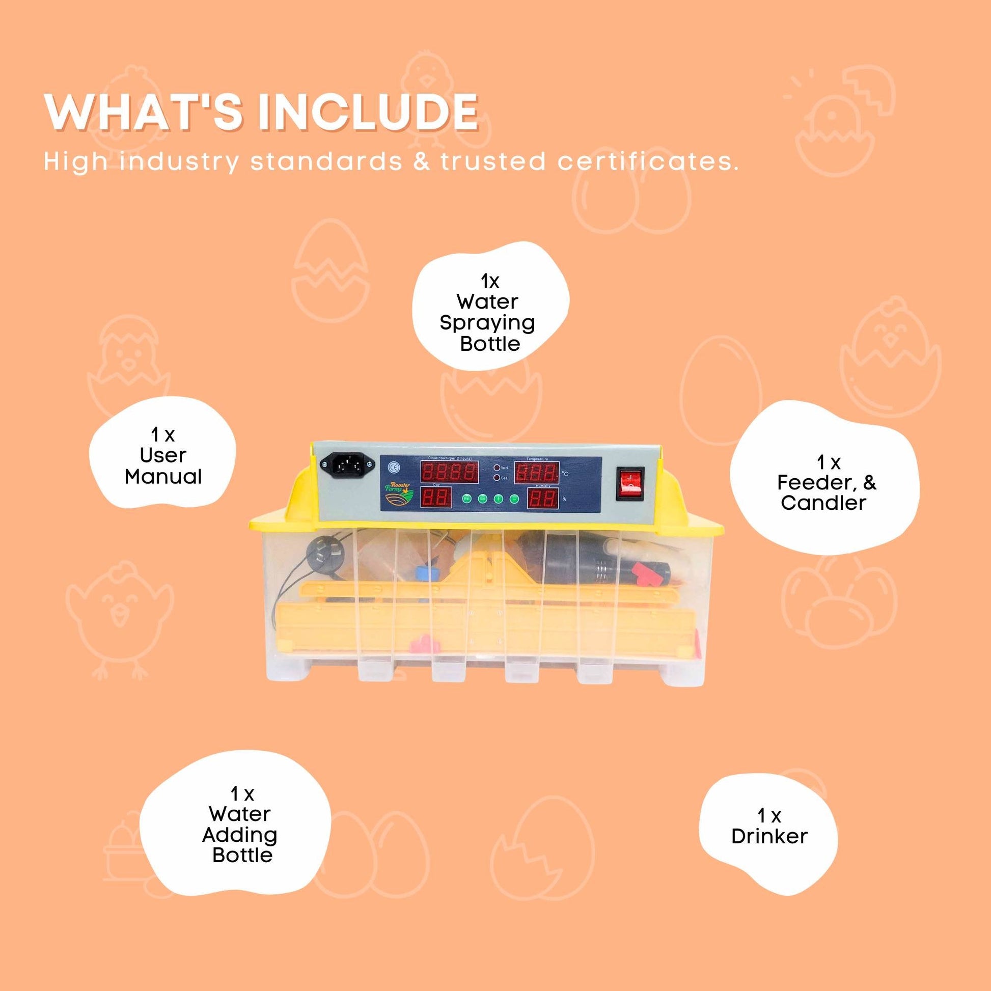 Rooster Farms Electric 48 Egg Incubator + Accessories for Chicken Quail Duck - view 8