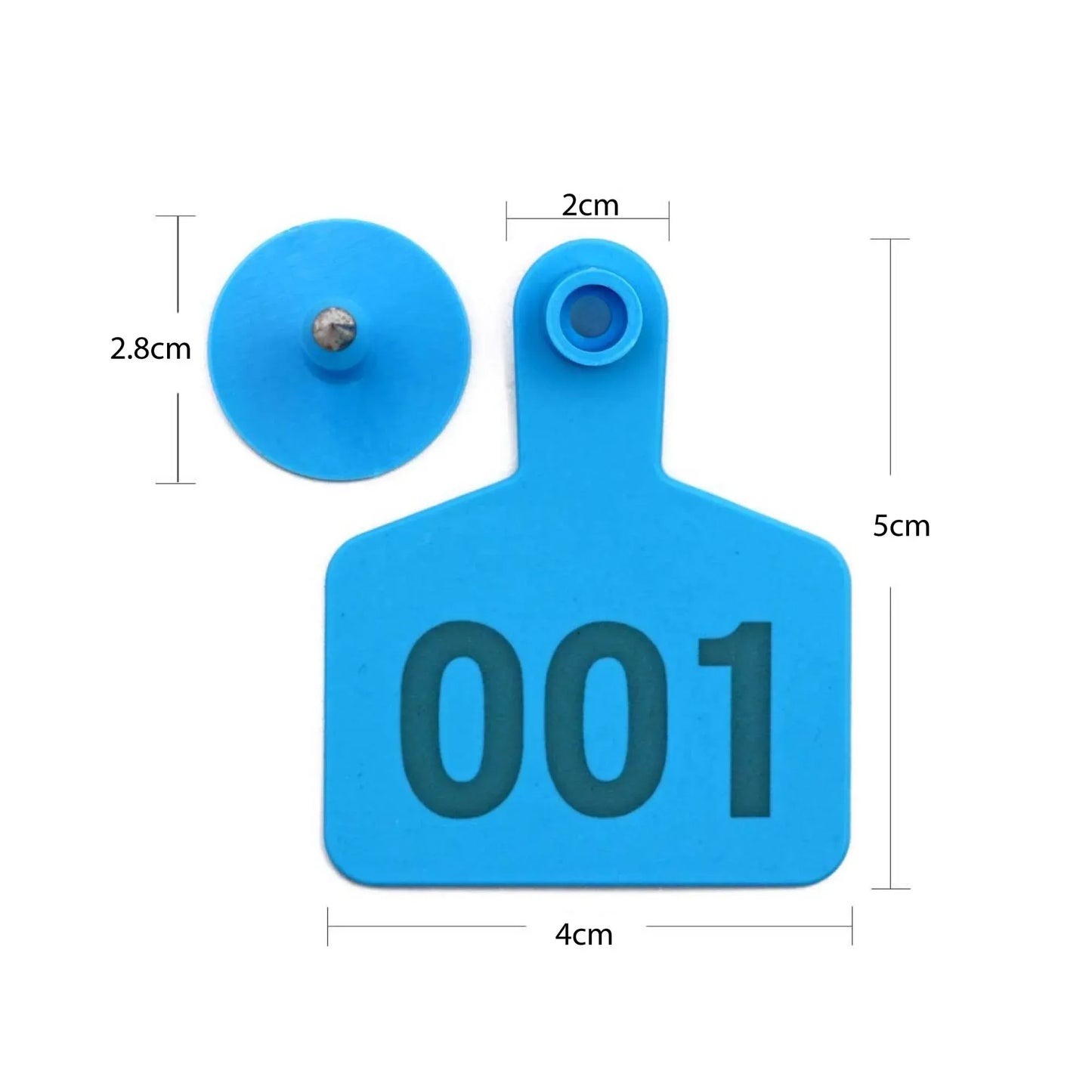 1-100 Cattle Number Ear Tags 5x4cm Set - Small Blue Pig Goat Livestock Label - view 2
