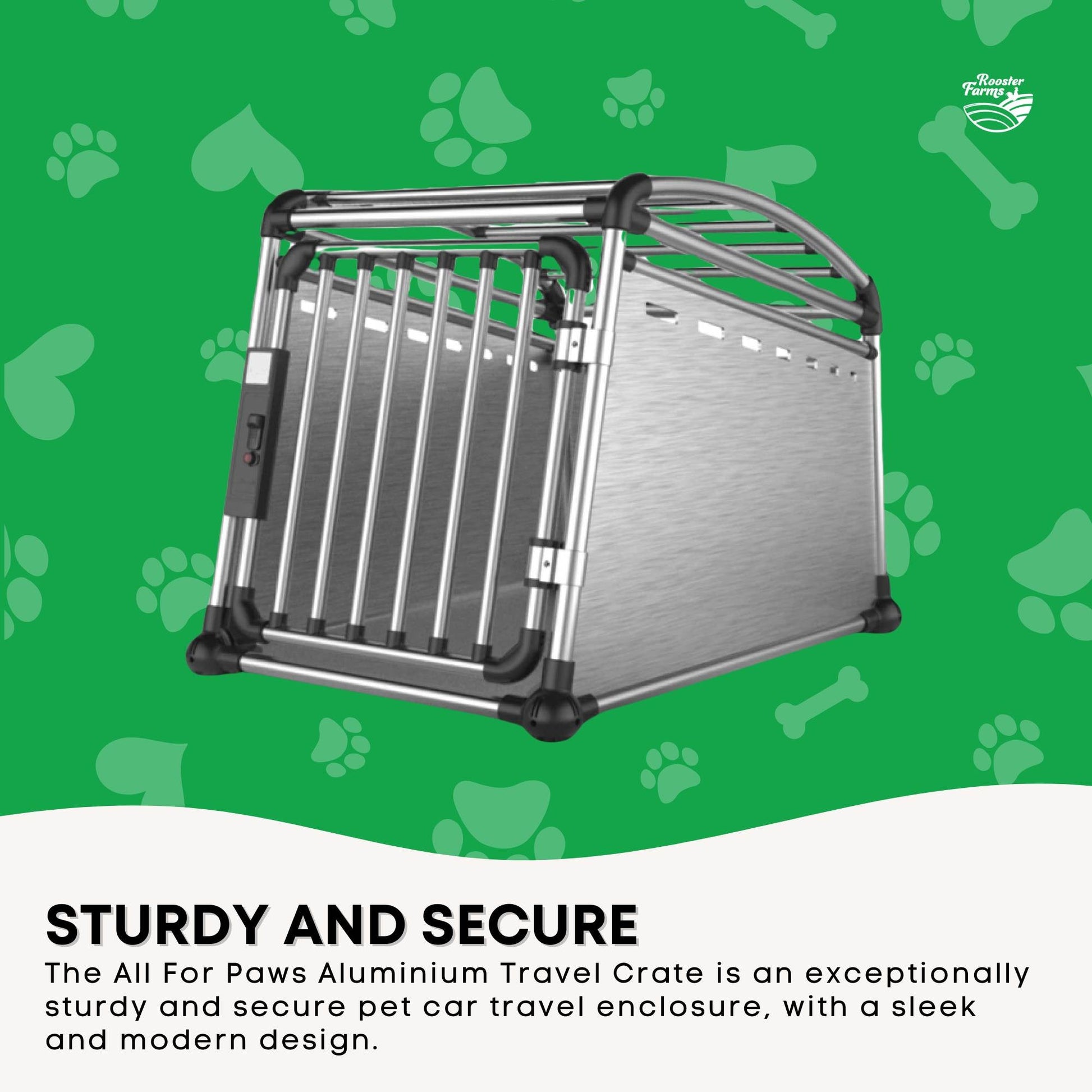 Aluminium Dog Travel Crate 63x68x88cm - Large Pet Car Transport Cage Kennel Box - view 3