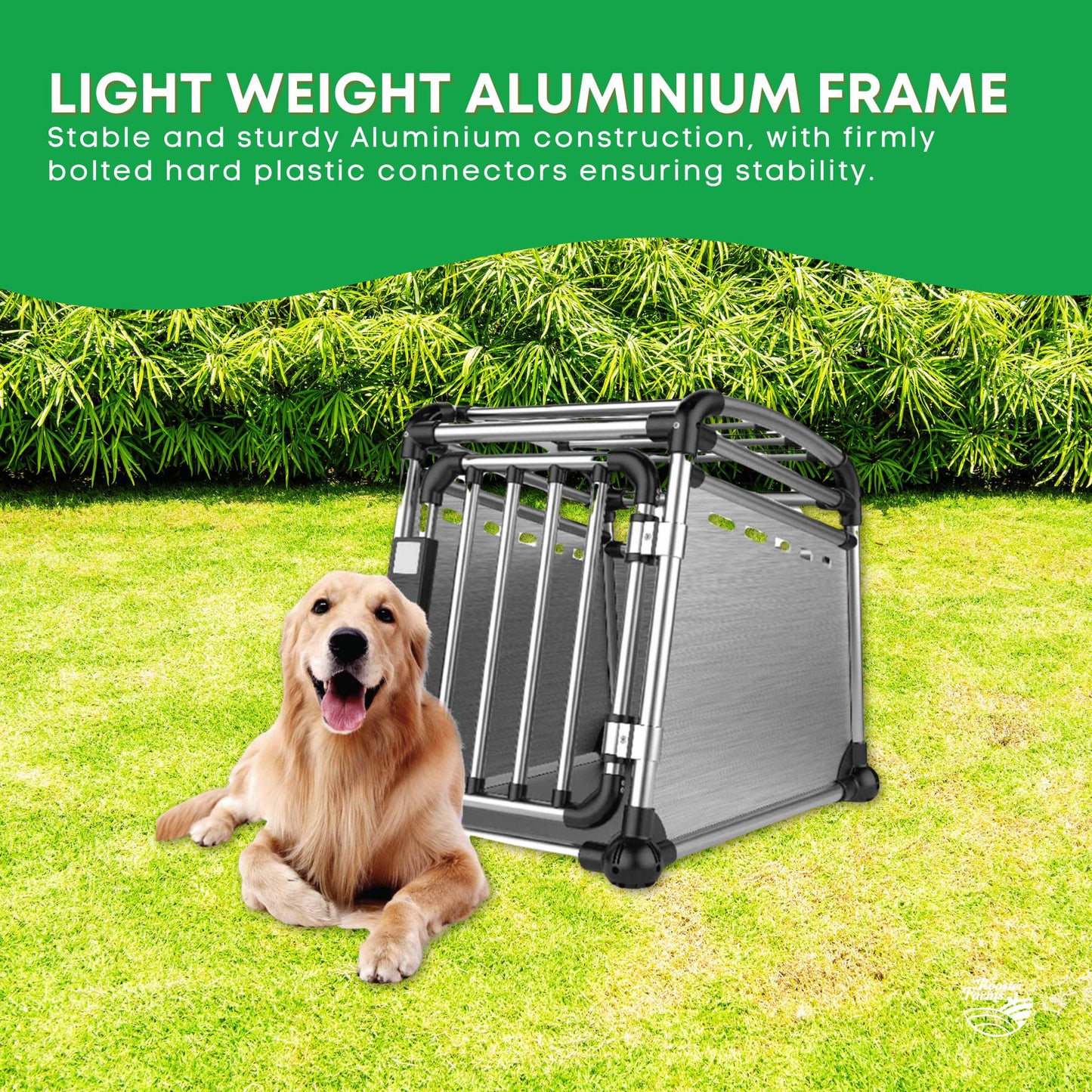 Aluminium Dog Travel Crate 63x68x88cm - Large Pet Car Transport Cage Kennel Box - view 4