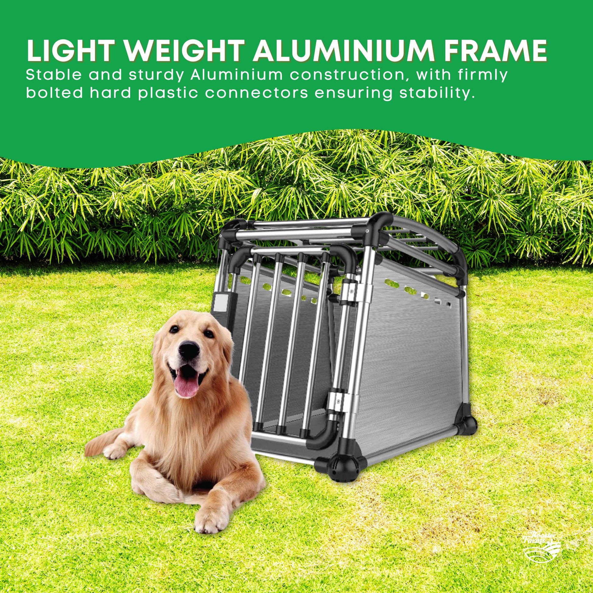 Aluminium Dog Travel Crate 63x68x88cm - Large Pet Car Transport Cage Kennel Box - view 4